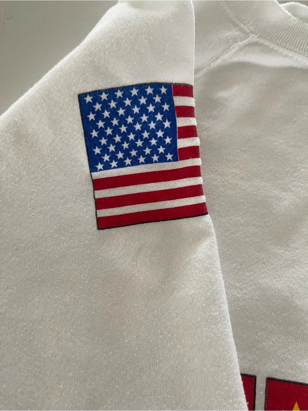 Disney White Epcot Center Flag Graphic Vintage Crewneck Sweatshirt